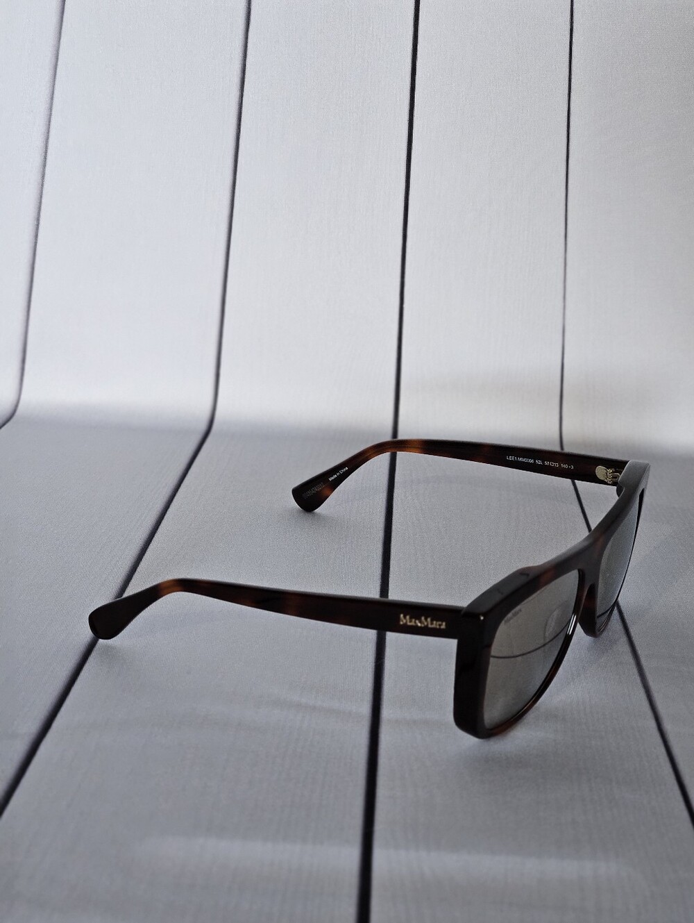 MaxMara MM0066 Lee1 Tortoise Square Sunglasses Gold Mirror Lens w/ Case - Picture 12 of 14